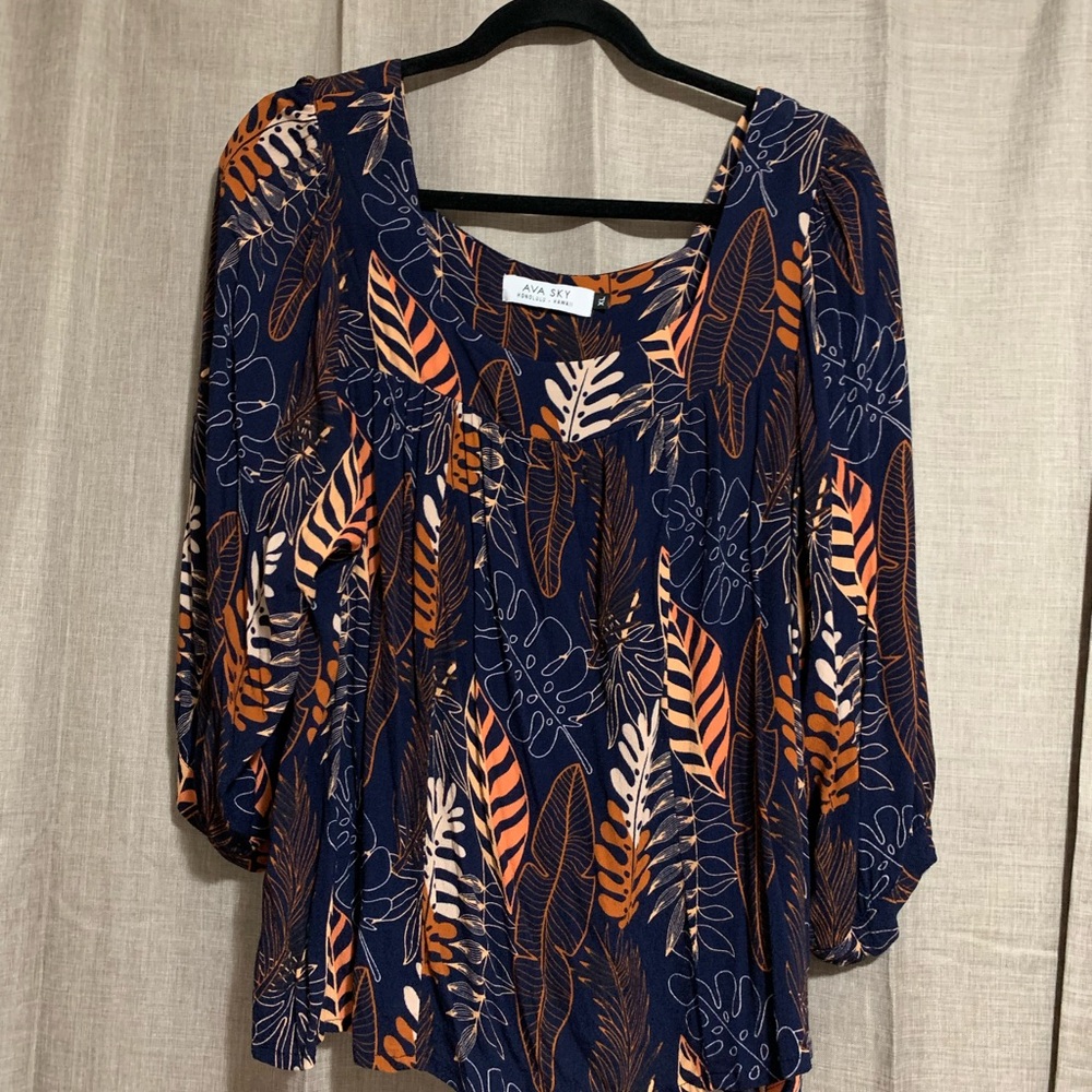 Fighting Eel | Ava Sky Top Girona Indigo Painted Palms Size Xtra Large